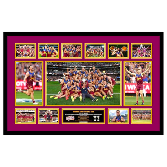 2025 Brisbane Lions FC PREMIERS 86CM x 56CM Team Poster Wooden Frame MEMORABILIA - My Store