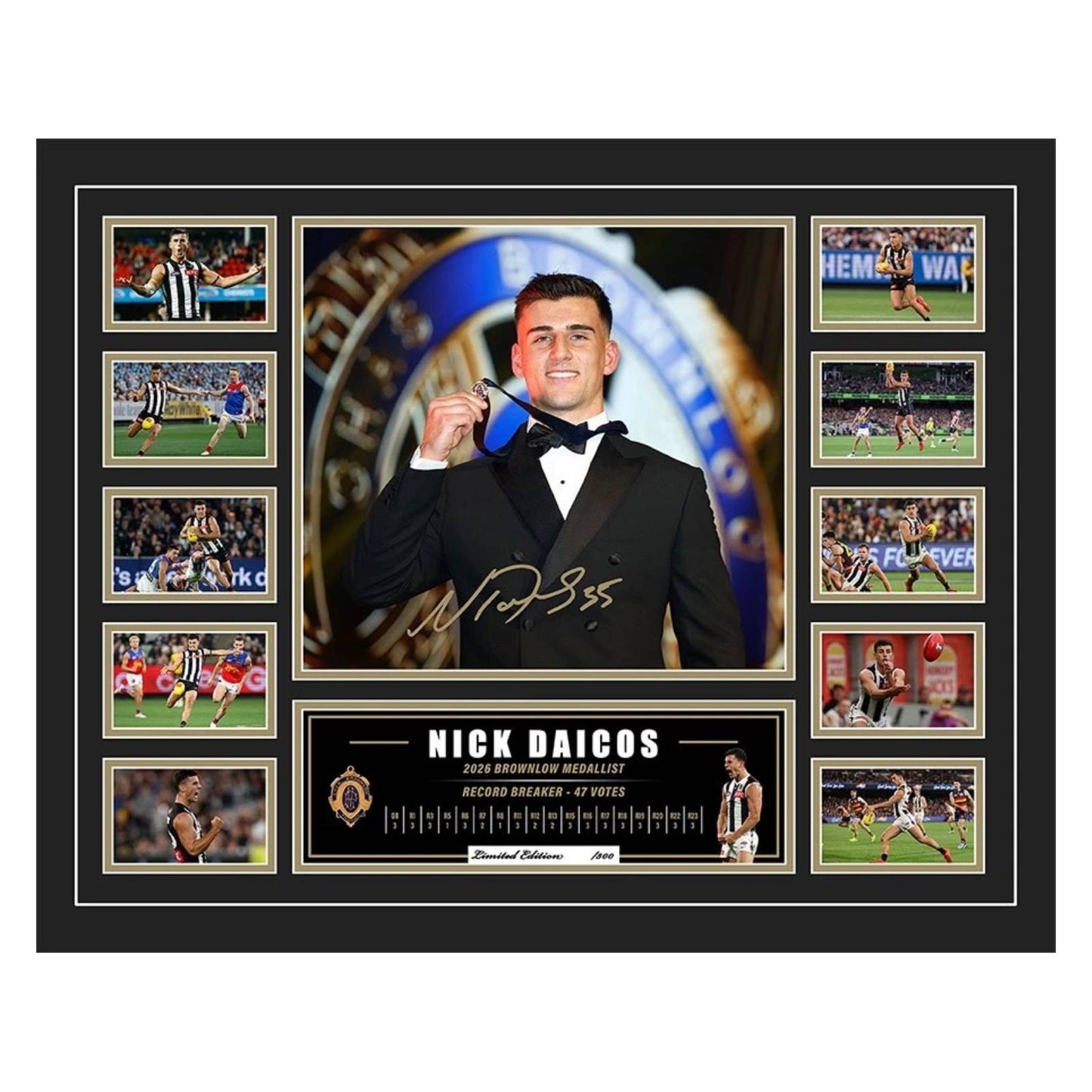 Nick Daicos 2026 Brownlow Medallist Limited Photo Memorabilia Frame