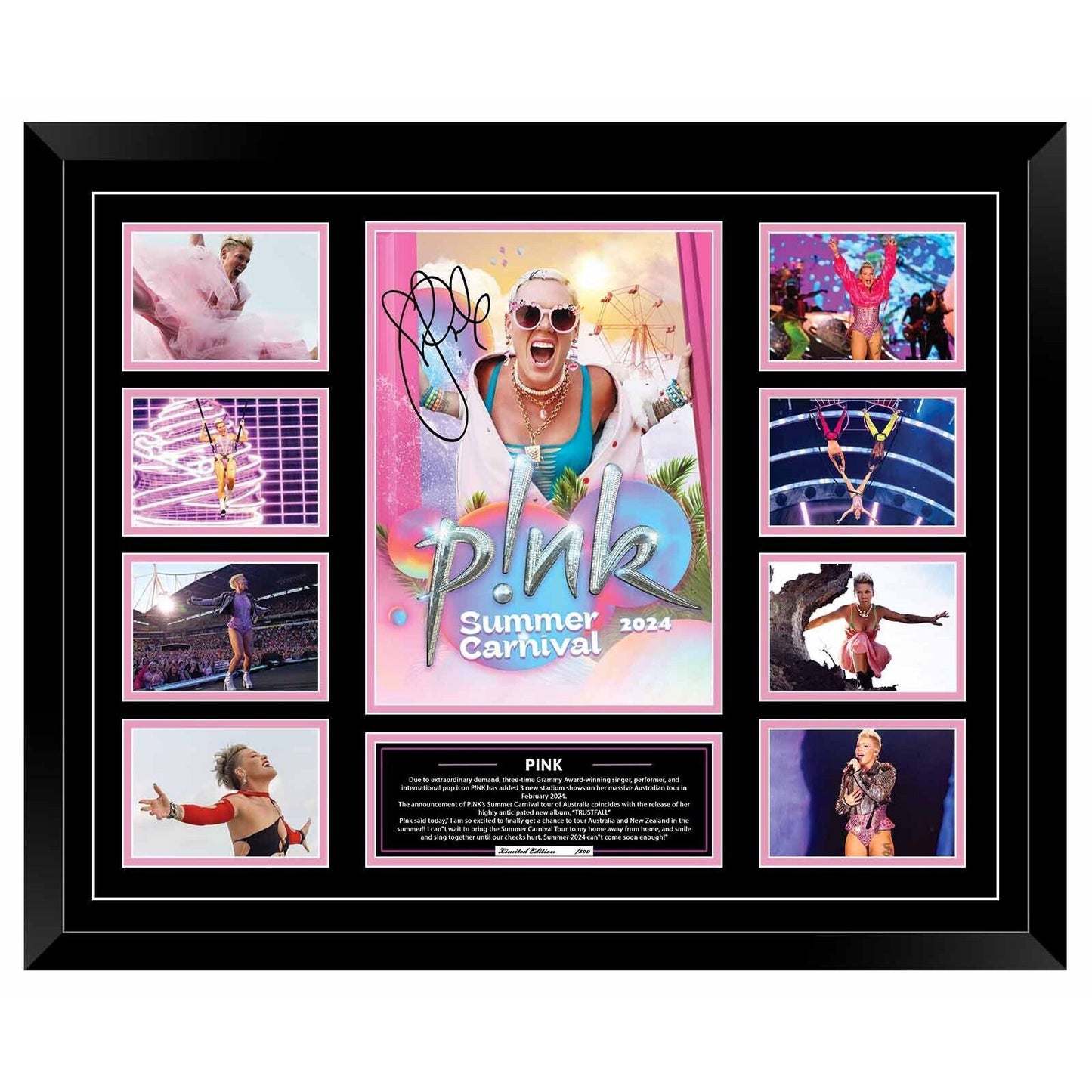 PINK SUMMER CARNIVAL 2024 AUSTRALIA TOUR Signed Limited Photo Memorabilia Frame - Homeware Discounts