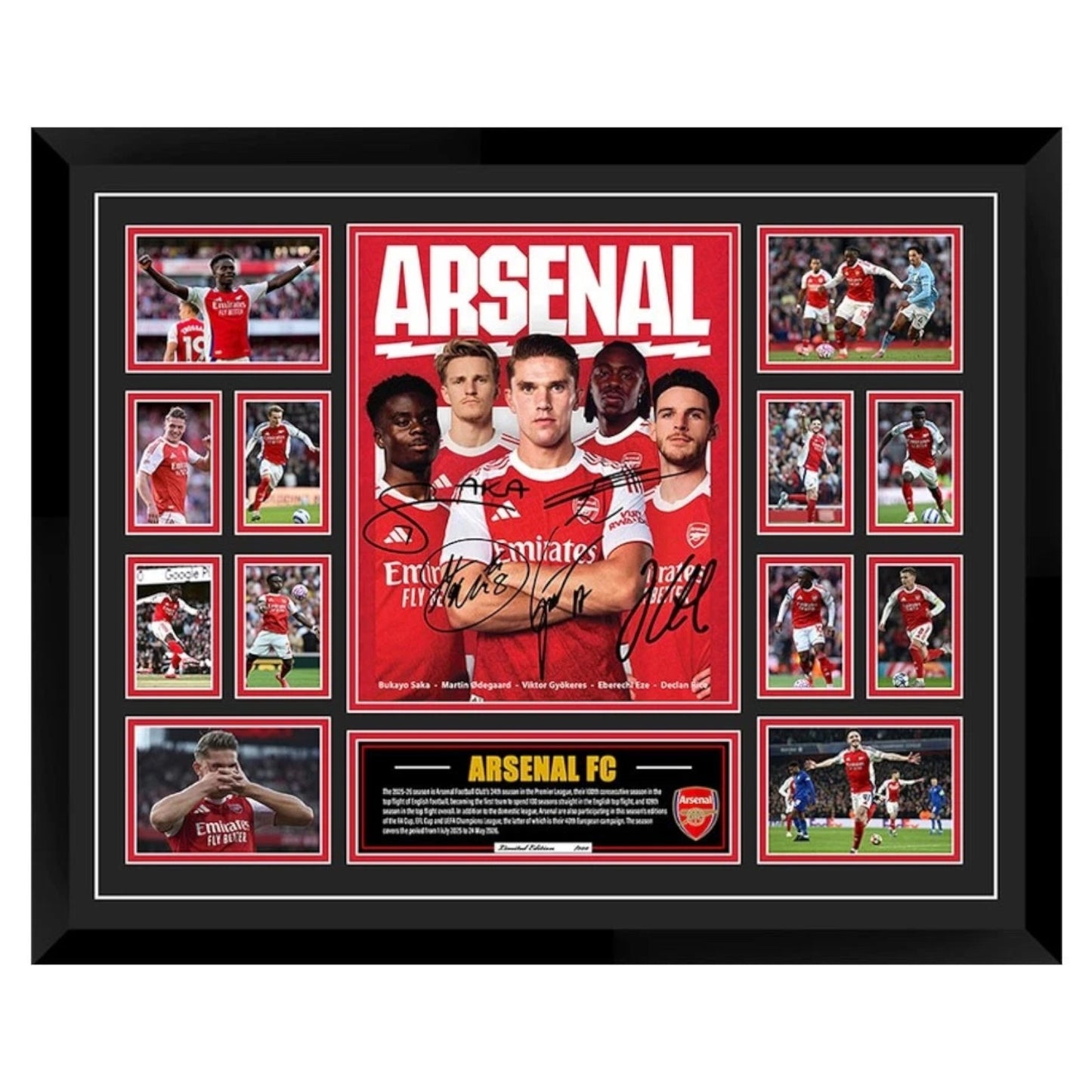ARSENAL FC 2025/26 BUKAYO SAKA EBERICHI EZE Signed Limited Photo Memorabilia Frame - My Store