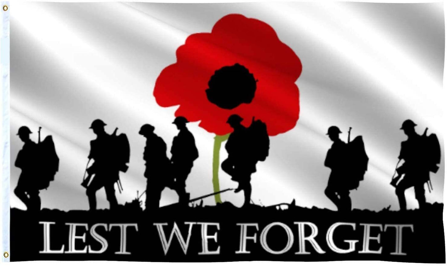 Large Lest We Forget Flag Heavy Duty Outdoor 90 X 150 CM - 3ft x 5ft - Homeware Discounts