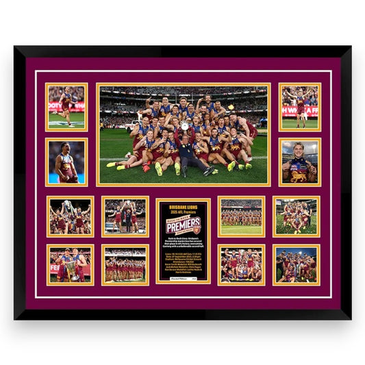 2025 Brisbane Lions FC PREMIERS 56CM x 46CM Team Poster Wooden Frame MEMORABILIA - My Store