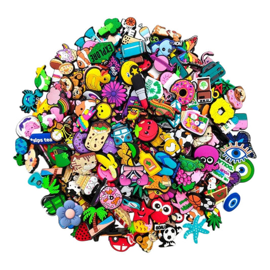 100PC Mixed Assorted Random Cartoon Cute PVC Shoe Charms Decor For Croc Clogs