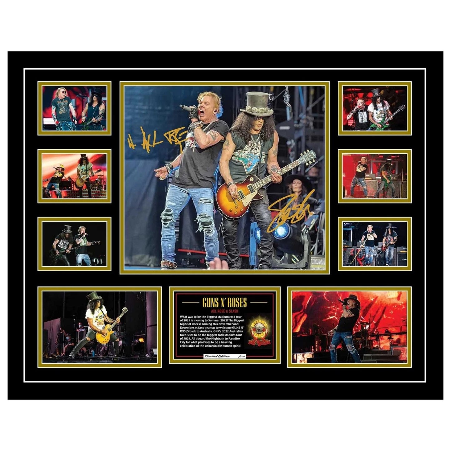 Guns N' Roses 2022 Australia Tour Axl Rose & Slash Signed Limited Photo Memorabilia Frame - My Store