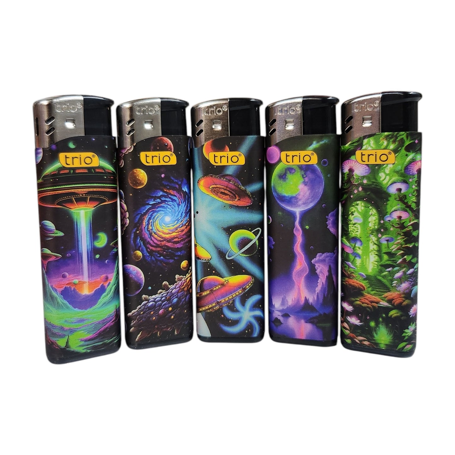 5 Pack TRIO Cigarette Lighter Disposable Gas Galaxy Designs - My Store