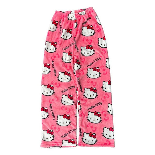 Hello Kitty Pajama Pants Women's Flannel winter Pajamas Bottoms Girls Soft Comfy Sleep Lounge Fuzzy Long Pant - Homeware Discounts