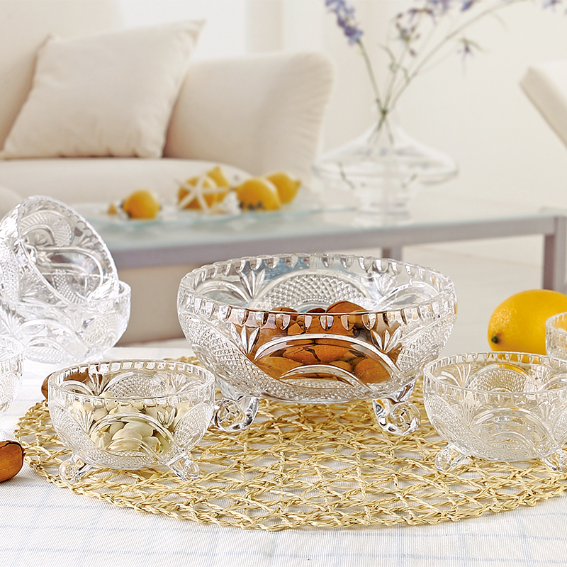 Set Of 7 Crystal-Clear Deli Glassware Sugar Bowls Trifle Dessert Fruit Bowl & Serving Bowls - My Store