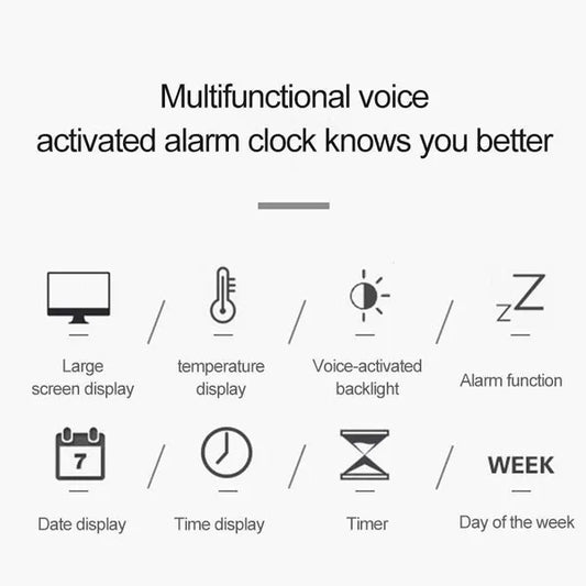 Digital LCD Backlight Display Clock With Calendar Temperature Alarm - White - My Store