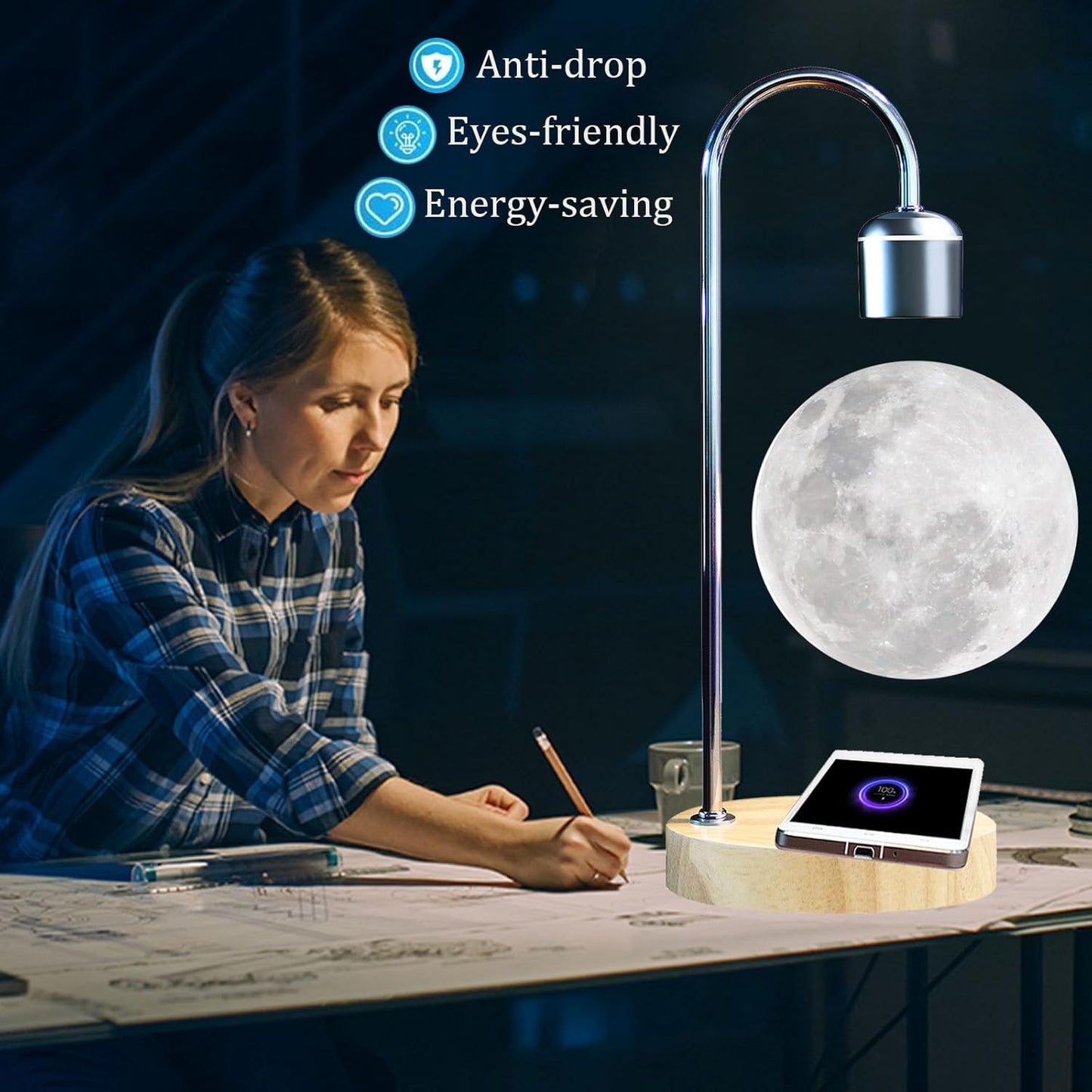 Magnetic Levitating Moon Lamp Zero Gravity Floating Light - Homeware Discounts