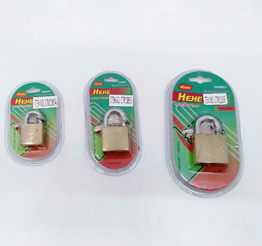 Heavy Duty Lock Brass Padlock 3 Size 25mm 30mm 40mm Solid Brass Padlock 3 keys - Homeware Discounts