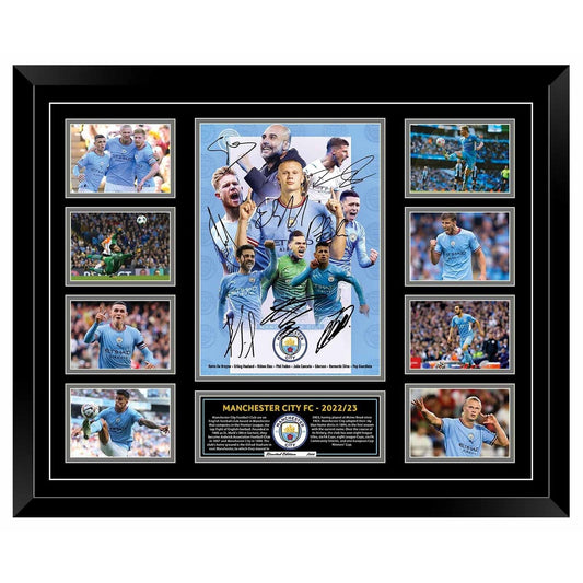 2023 Champions League Soccer Football MAN CITY Manchester City FC 56CMx46CM Memorabilia Wooden Limited Frame - Homeware Discounts