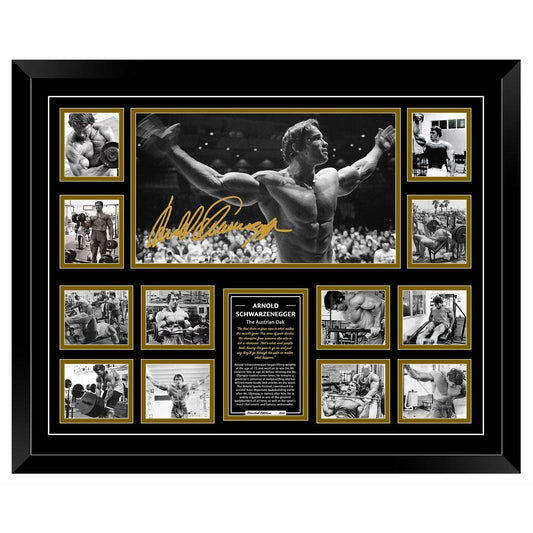 ARNOLD SCHWARZENEGGER MR OLYMPIA BODY BUILDING Limited Edition Photo Memorabilia Wooden Frame - Homeware Discounts