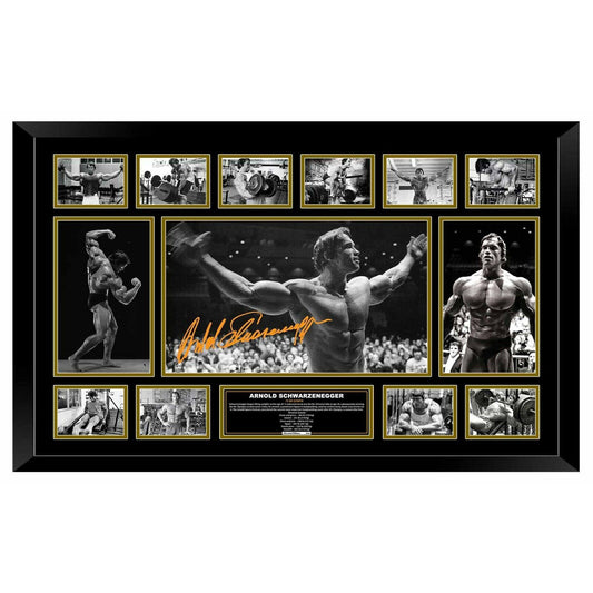 ARNOLD SCHWARZENEGGER MR OLYMPIA BODY BUILDING Signed Framed Limited Edition 86cmx56cm Photo Memorabilia Wooden Frame - Homeware Discounts