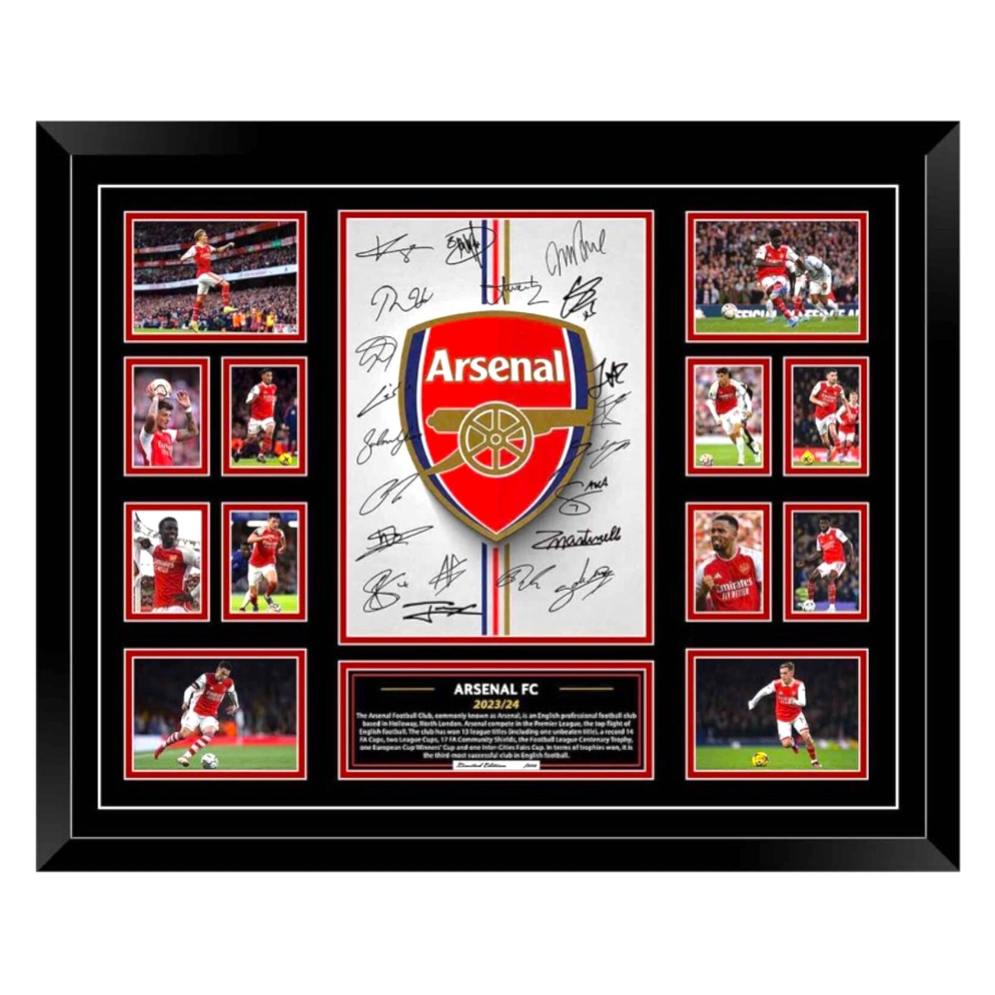 ARSENAL FC 2023/24 ODEGAARD BUKAYO SAKA MARTINELLI EPL Soccer Football Limited Photo Memorabilia Wooden Frame - My Store