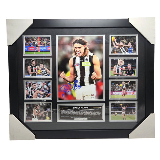 Collingwood FC 2023 PREMIERS Darcy Moore 56CM x 46CM Team Poster Wooden Frame MEMORABILIA - Homeware Discounts
