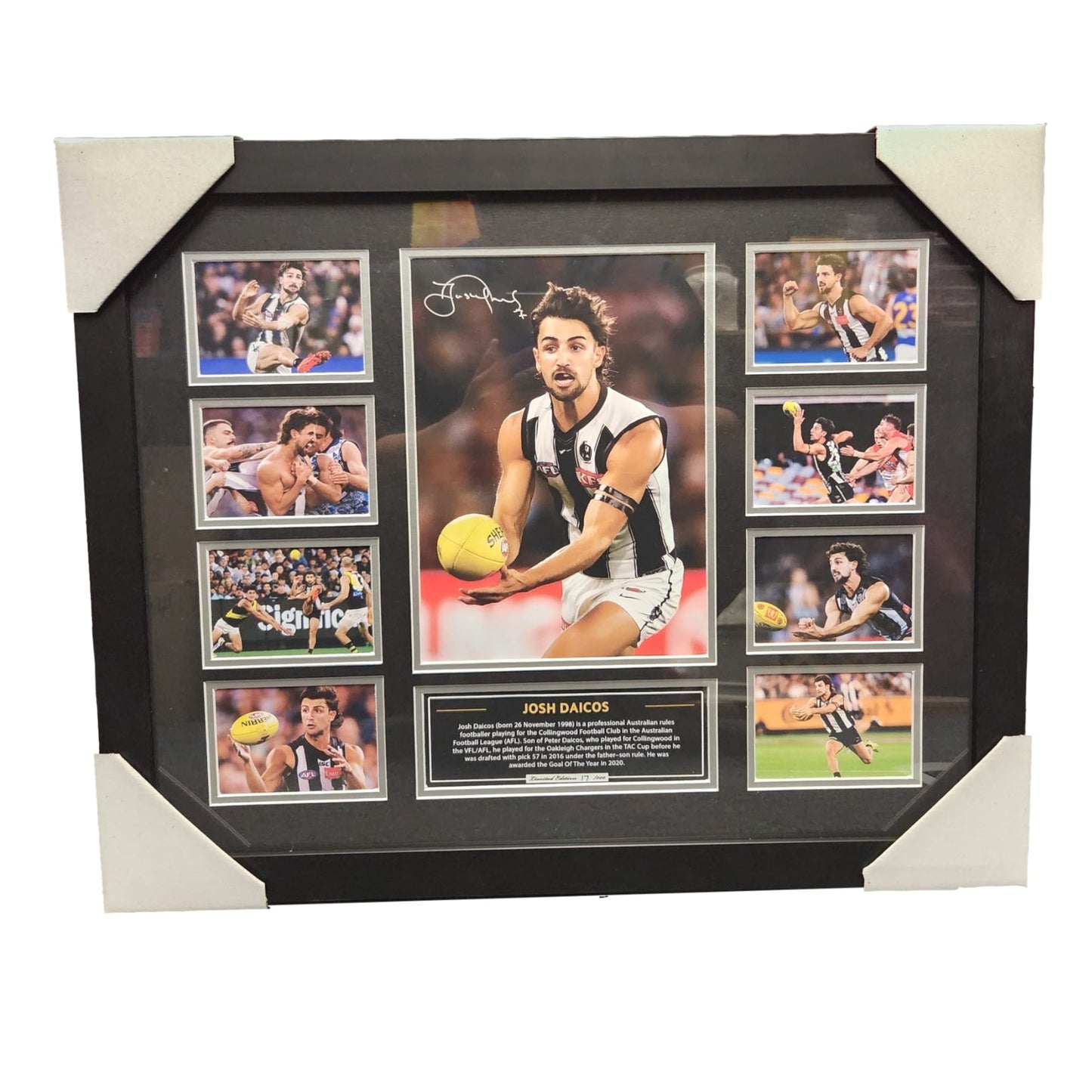 Collingwood Josh Daicos 56CM x 46CM Team Poster Wooden Frame - Homeware Discounts