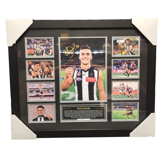 Collingwood Nick Daicos 56CM x 46CM Team Poster Wooden Frame - Homeware Discounts