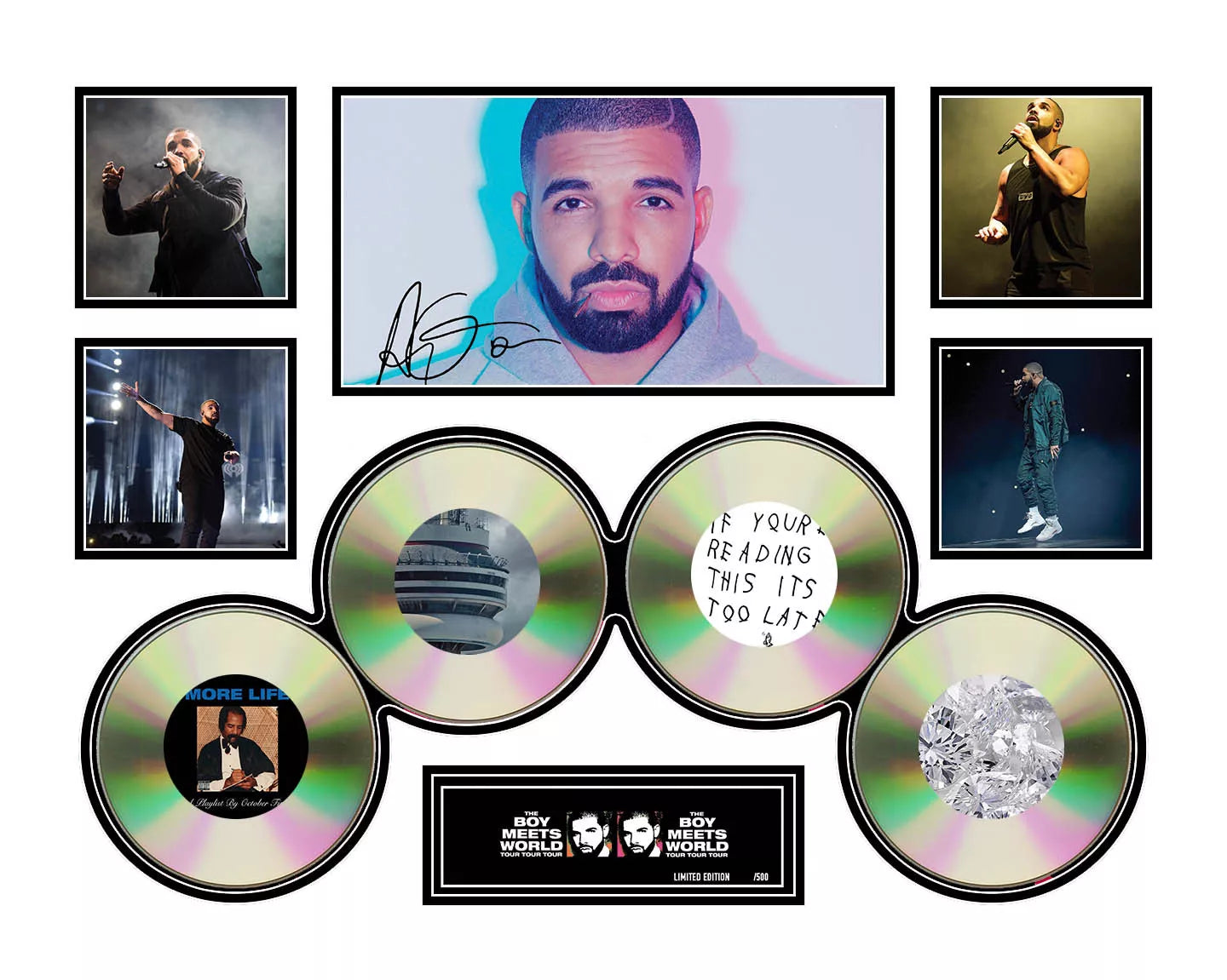 DRAKE THE BOY MEETS WORLD 2017 TOUR Signed Limited Edition Photo Memorabilia Wooden Frame - My Store