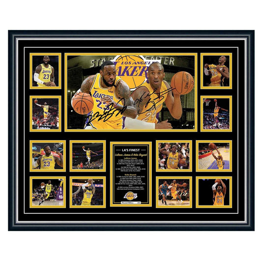 LEBRON JAMES & KOBE BRYANT LA LAKER Limited Edition Photo Memorabilia Wooden Frame - Homeware Discounts