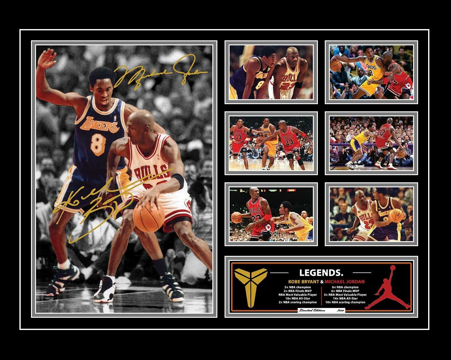 MICHAEL JORDAN & KOBE BRYANT LEGENDS Limited Edition Photo Memorabilia Wooden Frame - Homeware Discounts