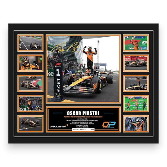 OSCAR PIASTRI 2025 CHINESE GRAND PRIX MCLAREN F1 Limited Edition Photo Memorabilia Wooden Frame - My Store