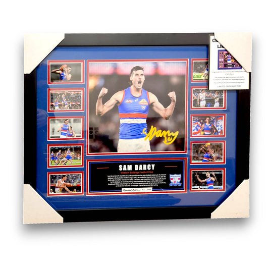 Sam Darcy Western Bulldogs 56CM x 46CM Team Poster Wooden Frame MEMORABILIA - My Store