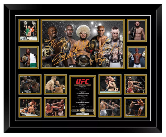 UFC KINGS KHABIB ADESANYA CONOR MCGREGOR USMAN JON JONES SIGNED Limited Edition Photo Memorabilia Wooden Frame - My Store