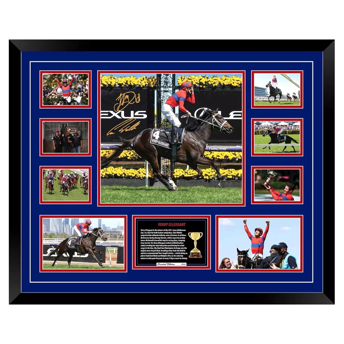 Verry Elleegant Melbourne Cup Winner CJ Waller Limited Photo Memorabilia Frame - My Store