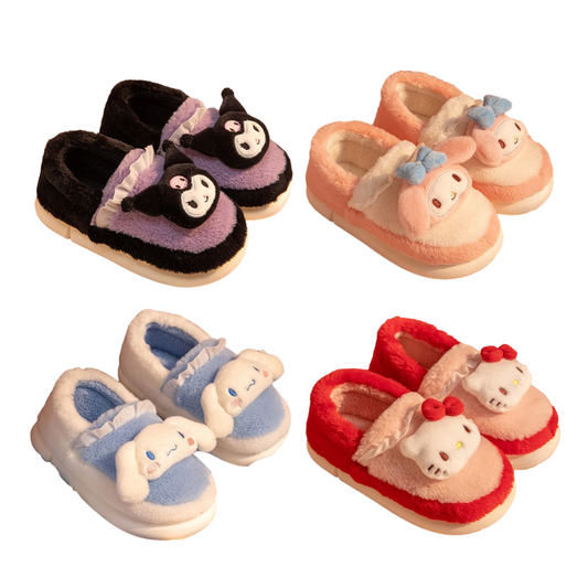 Hello Kitty Winter Fluff Slippers - Kuromi Cinnamoroll My Melody - Homeware Discounts