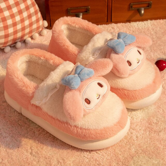 Hello Kitty Winter Fluff Slippers - Kuromi Cinnamoroll My Melody - Homeware Discounts