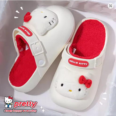 Hello Kitty Winter Fluff Slippers Wintre Slides Cozy Fuzzy Plush Slippers Sandals Cute Comfy Fluffy Shoes Women Kuromi Cinnamoroll My Melody - Homeware Discounts