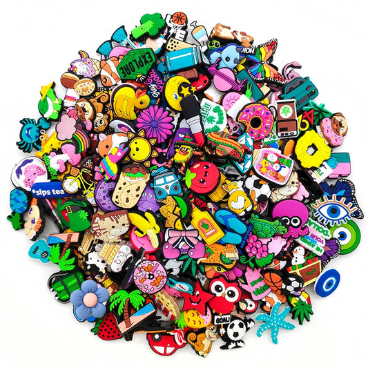 300PC Mixed Assorted Random Cartoon Cute PVC Shoe Charms Decor For Croc Clogs - My Store