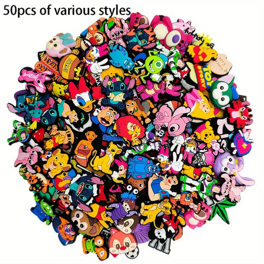 50PC Mixed Assorted Random Cartoon Cute PVC Shoe Charms Decor For Croc Clogs - My Store