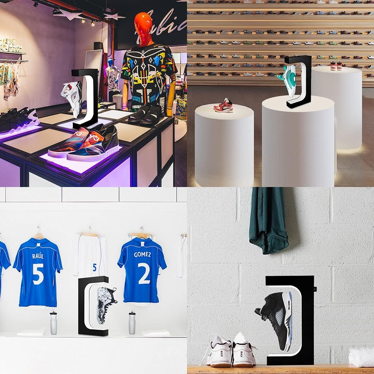 White Floating Shoe Display Rotating Levitating Shoe Stand Display LED Light - My Store