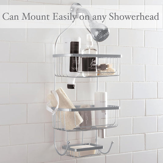 3 Tier Chrome 60cm Shower Caddy Organizer Storage Rack Bathroom - Homeware Discounts