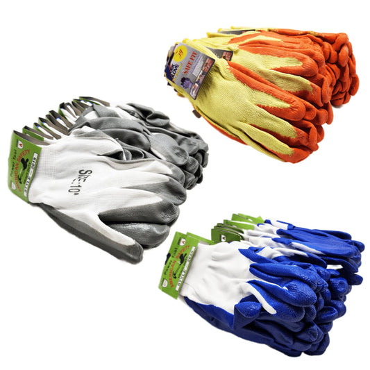 12-Pack Work Gloves Nitrile Safety General Purpose Glove Heavy Duty - Homeware Discounts