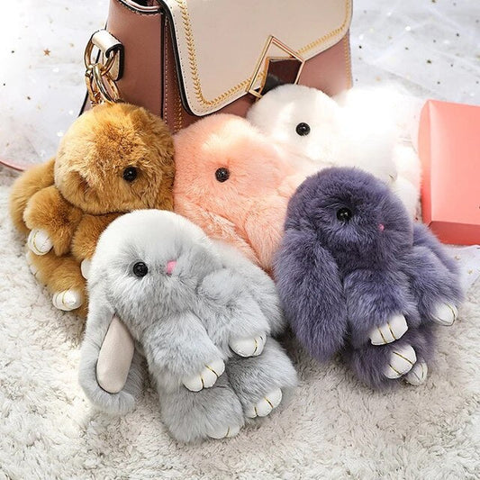 15CM Rabbit Bunny Plush Keychain Keyring Bag Accessory Faux Fur - Homeware Discounts