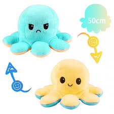 Reversible Octopus Plush Toy Adorable 50cm Double-Sided Doll, Happy Angry Octopus Stuffed Animals Doll - My Store