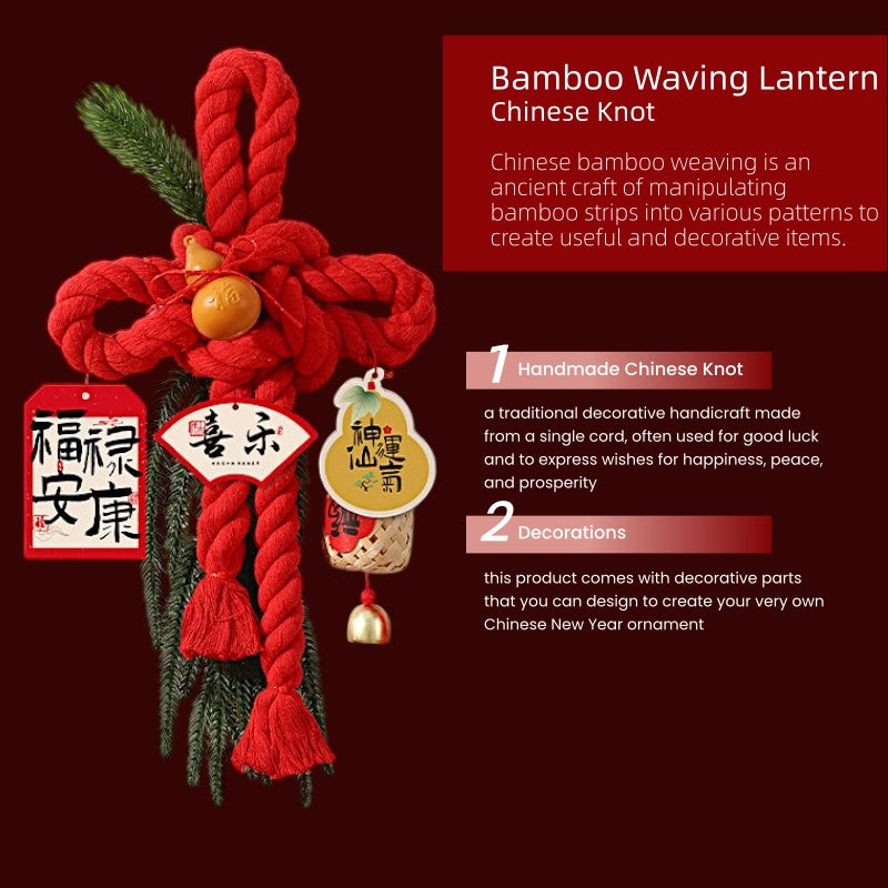 Lunar New Year Chinese Knot- RED Bamboo Lantern 20x30cm, Handmade Wall Ornaments - My Store