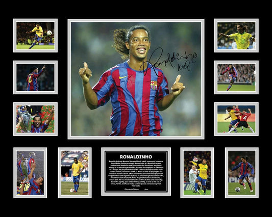 RONALDINHO BARCELONA BRAZIL Signed Limited Photo Memorabilia Frame