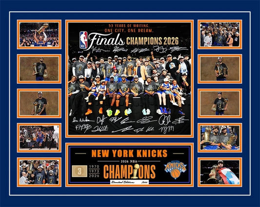NEW YORK KNICKS 2026 NBA CHAMPIONS JALEN BRUNSON Signed Limited Photo Memorabilia Frame
