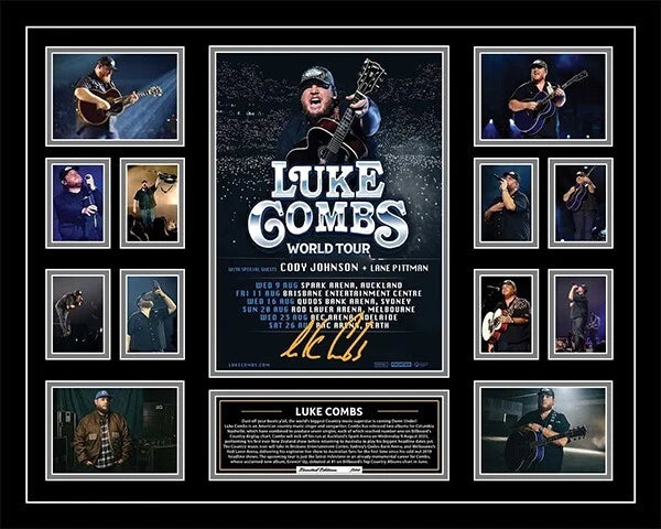LUKE COMBS Australia Tour 2023 Signed Limited Photo Memorabilia Frame