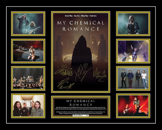 MY CHEMICAL ROMANCE Australia Tour 2023 Signed Limited Photo Memorabilia Frame