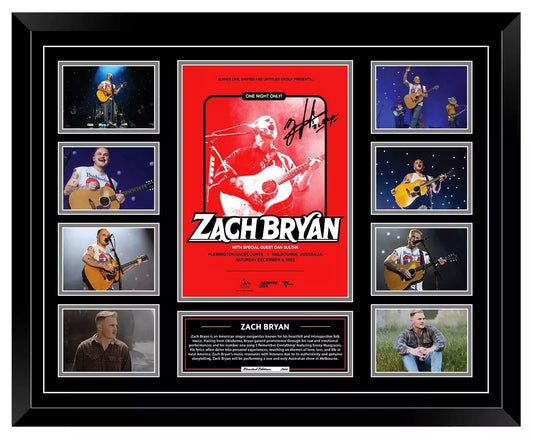 ZACH BRYAN Australia Tour 2023 Signed Limited Photo Memorabilia Frame