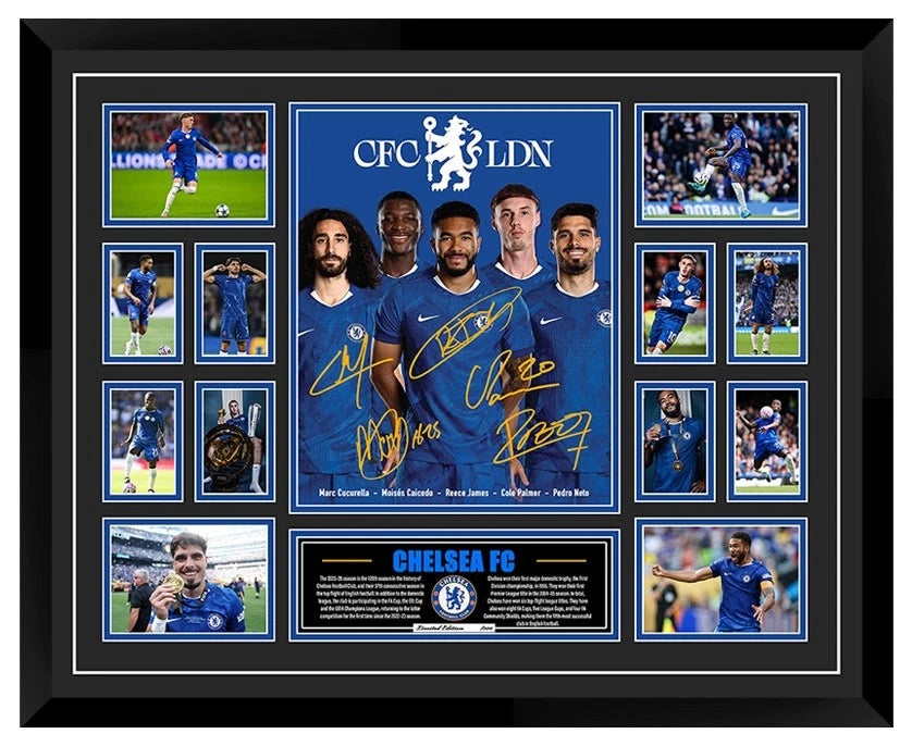 CHELSEA FC 2025/26 COLE PALMER REECE JAMES Signed Limited Photo Memorabilia Frame