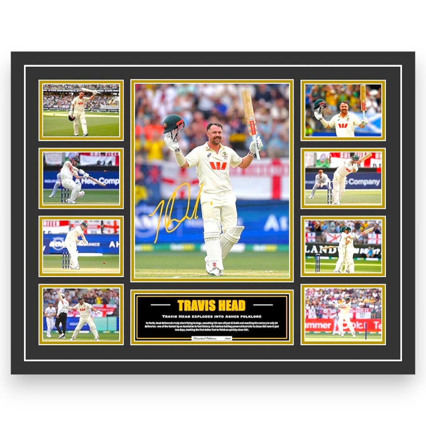 Travis Head Ashes 2025 Century Signed Limited Photo Memorabilia Frame - My Store