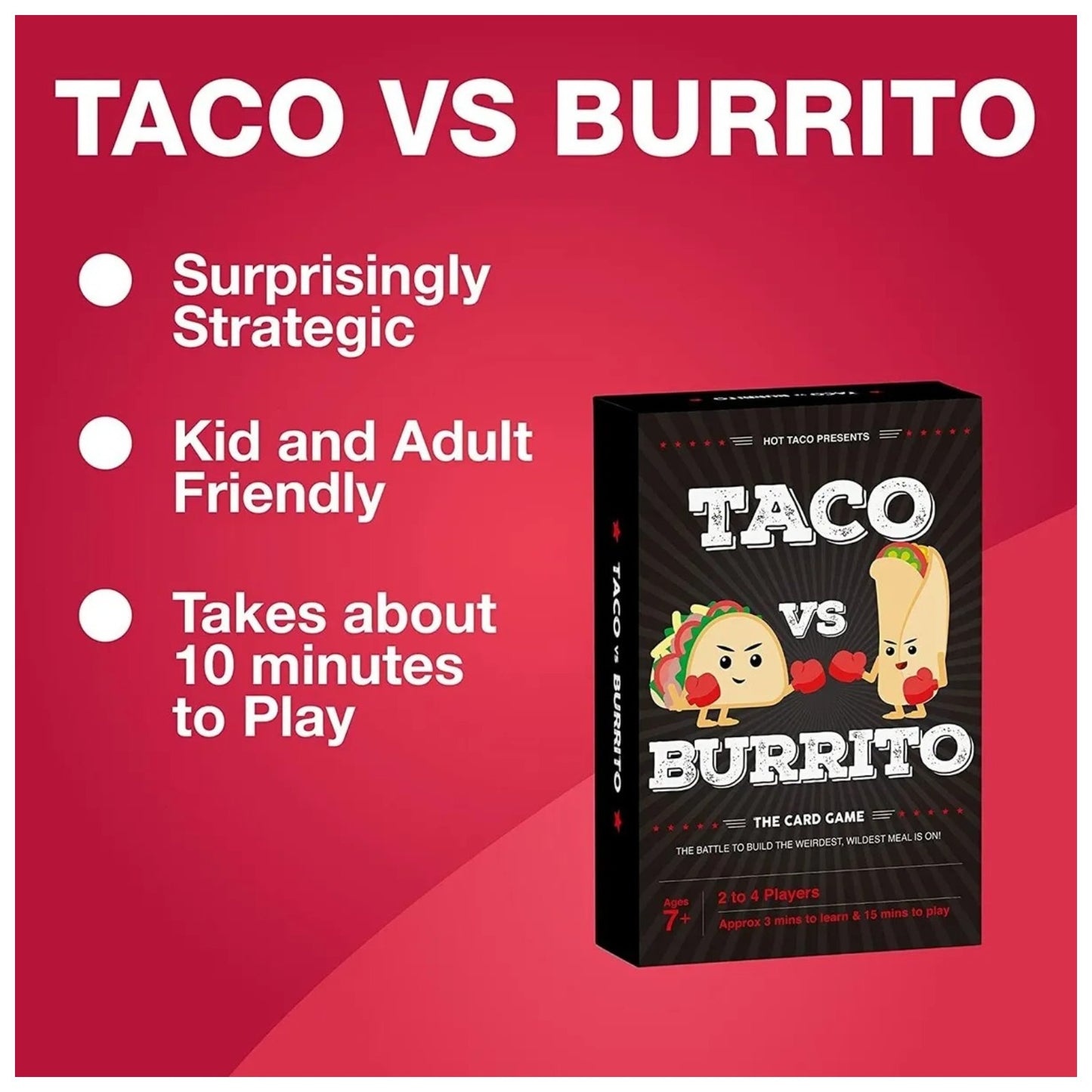 Taco vs Burrito The Card Game Family Drinking Game For 2 To 4 Players Ages 7+ By Hot Taco Sealed - My Store