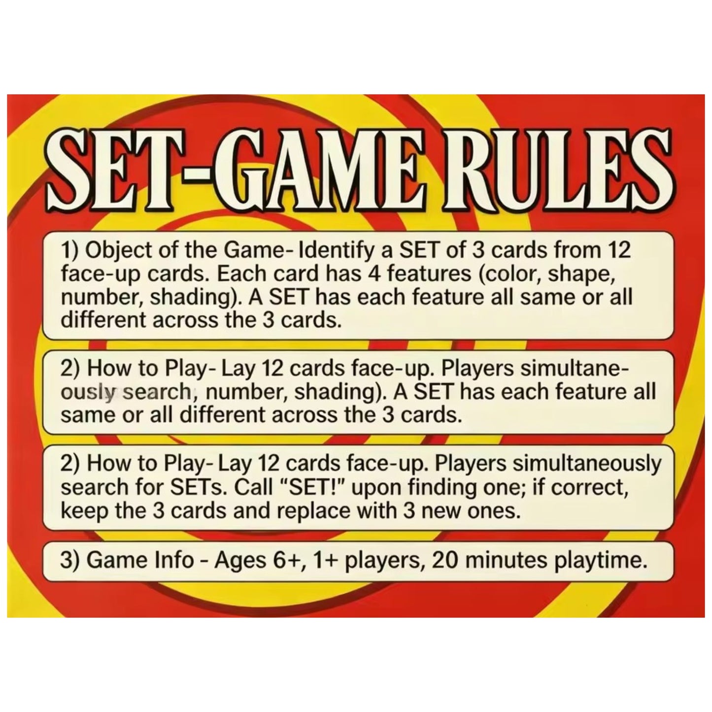 SET Visual Perception Card Game - Fast-Paced Family Brain Training Game for Ages 6+, Enhances Pattern Recognition & Logical Thin - My Store