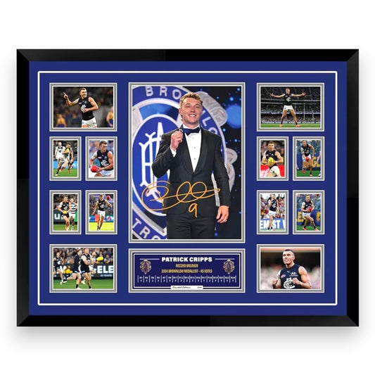 2024 Brownlow Patrick Cripps Carlton Blues 56CM x 46CM Wooden Frame MEMORABILIA - My Store