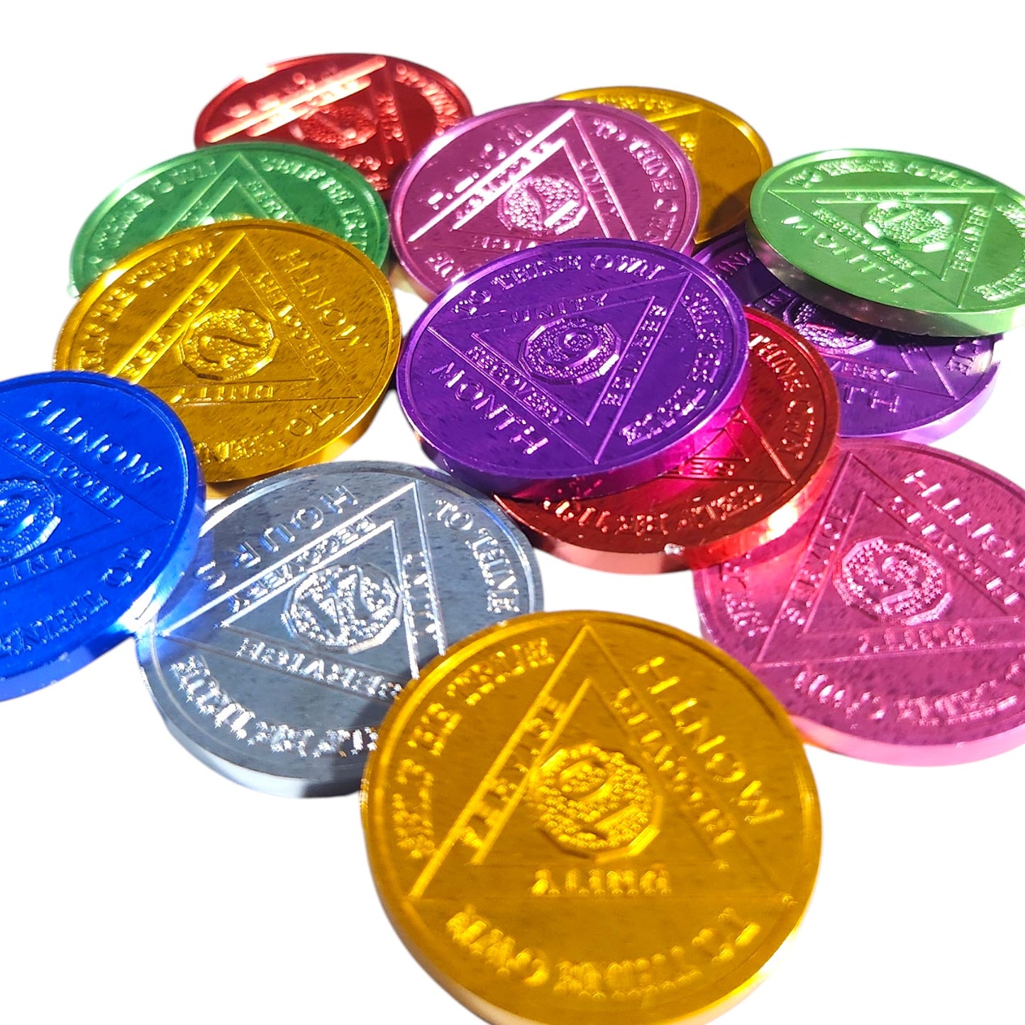 Aluminum Sobriety Chips 24 Hours 1-11 Months 1 Year Alcoholics Anonymous Medallion AA Chip - My Store